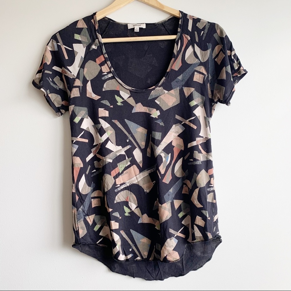 Wilfred | Navy Abstract Print Tee - Size XS